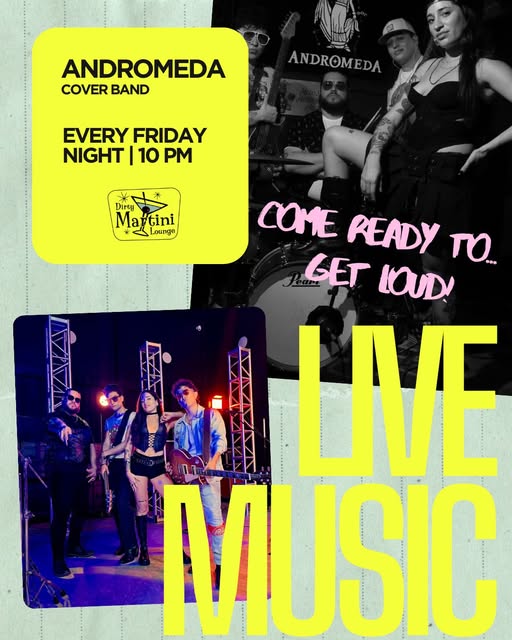 🎵 Andromeda (Rock) @ Dirty Martini Lounge on Friday, December 26, 2025 - Music Events Calendar 📍 Playa del Carmen