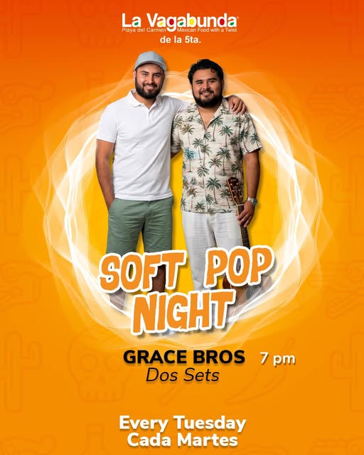 🎵 Grace Bros (Rock) @ La Vagabunda (5 Ave) on Tuesday, December 30, 2025 - Music Events Calendar 📍 Playa del Carmen