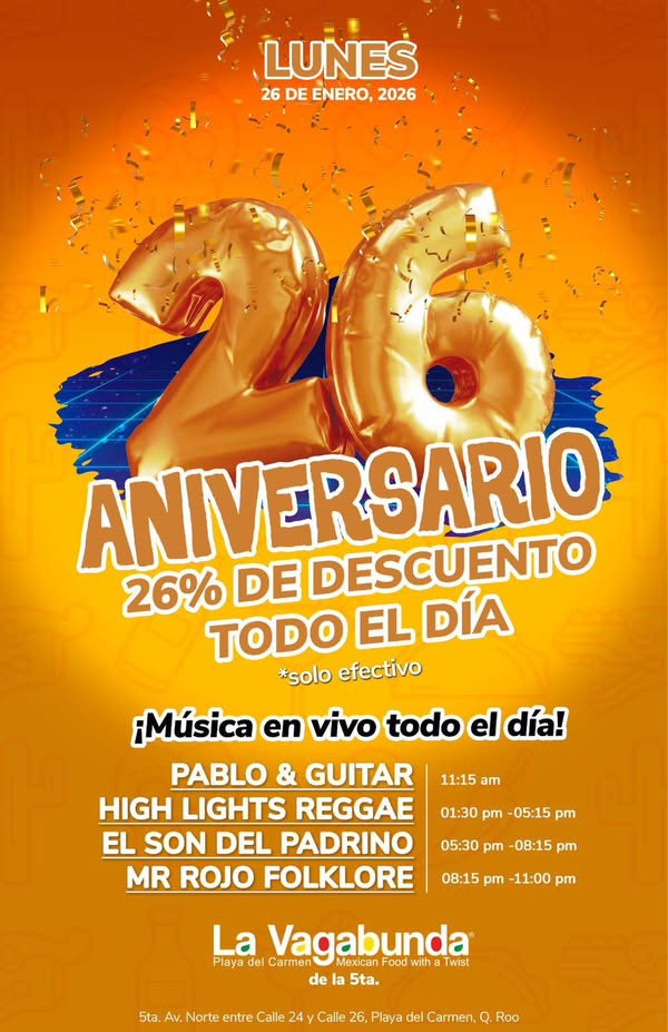🎵 High Lights Reggae (Reggae) @ La Vagabunda (5 Ave) on Monday, January 26, 2026 - Music Events Calendar 📍 Playa del Carmen