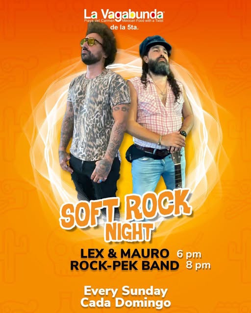 🎵 Rock-Pek (Soft Rock) @ La Vagabunda (5 Ave) on Sunday, January 11, 2026 - Music Events Calendar 📍 Playa del Carmen