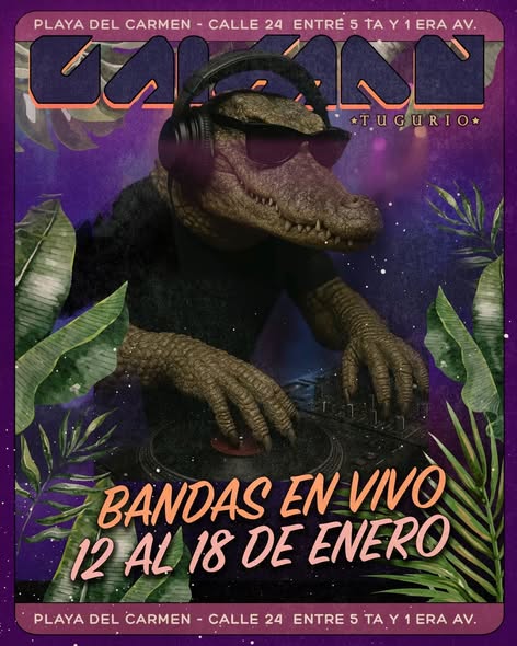 🎵 Crossover (Rock) @ Caiman Tugurio on Thursday, January 15, 2026 - Music Events Calendar 📍 Playa del Carmen