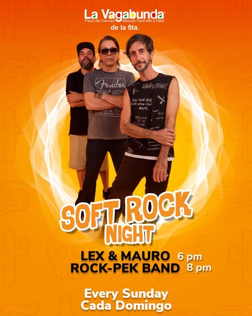 🎵 Rock-Pek (Soft Rock) @ La Vagabunda (5 Ave) on Sunday, January 18, 2026 - Music Events Calendar 📍 Playa del Carmen