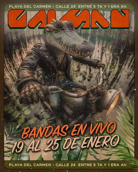 🎵 D Rabbits (Rock / Blues) @ Caiman Tugurio on Monday, January 19, 2026 - Music Events Calendar 📍 Playa del Carmen