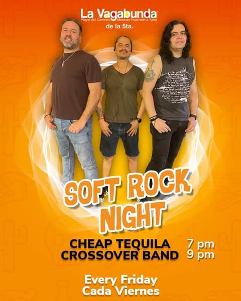 🎵 Crossover (Rock) @ La Vagabunda (5 Ave) on Friday, January 23, 2026 - Music Events Calendar 📍 Playa del Carmen