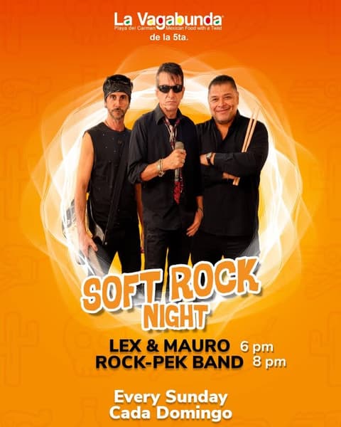 🎵 Rock-Pek (Soft Rock) @ La Vagabunda (5 Ave) on Sunday, January 25, 2026 - Music Events Calendar 📍 Playa del Carmen