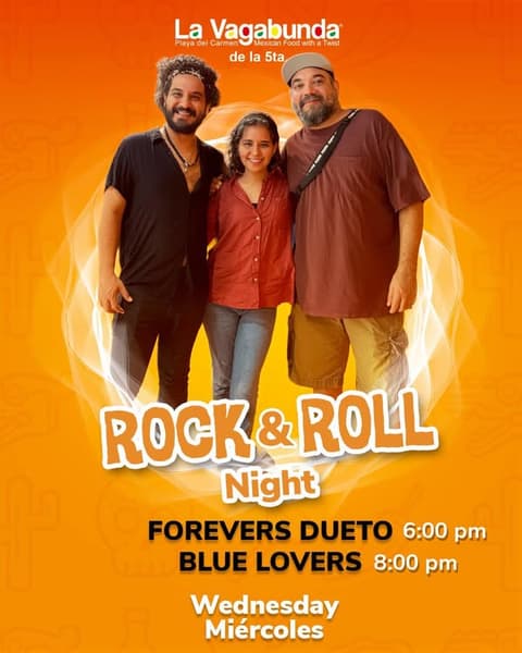 🎵 Blue Lovers (Rock) @ La Vagabunda (5 Ave) on Wednesday, January 28, 2026 - Music Events Calendar 📍 Playa del Carmen