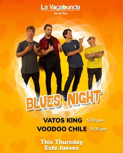 🎵 Voodoo Chile (Blues) @ La Vagabunda (5 Ave) el jueves, 5 de febrero de 2026 - Calendario de eventos musicales 📍 Playa del Carmen