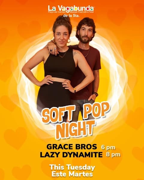 🎵 Grace Bros (Rock) @ La Vagabunda (5 Ave) el martes, 10 de febrero de 2026 - Calendario de eventos musicales 📍 Playa del Carmen