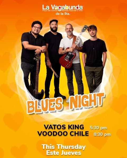 🎵 Voodoo Chile (Blues) @ La Vagabunda (5 Ave) on Thursday, February 12, 2026 - Music Events Calendar 📍 Playa del Carmen