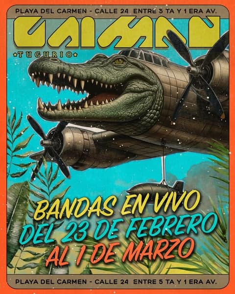 🎵 Blue Lovers (Rock) @ Caiman Tugurio on Tuesday, February 24, 2026 - Music Events Calendar 📍 Playa del Carmen