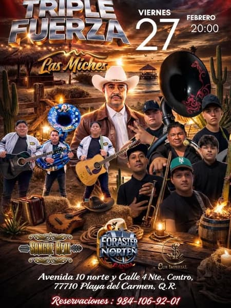 🎵 Sur Imperial (Regional Mexicana) @ Las Miches on Friday, February 27, 2026 - Music Events Calendar 📍 Playa del Carmen