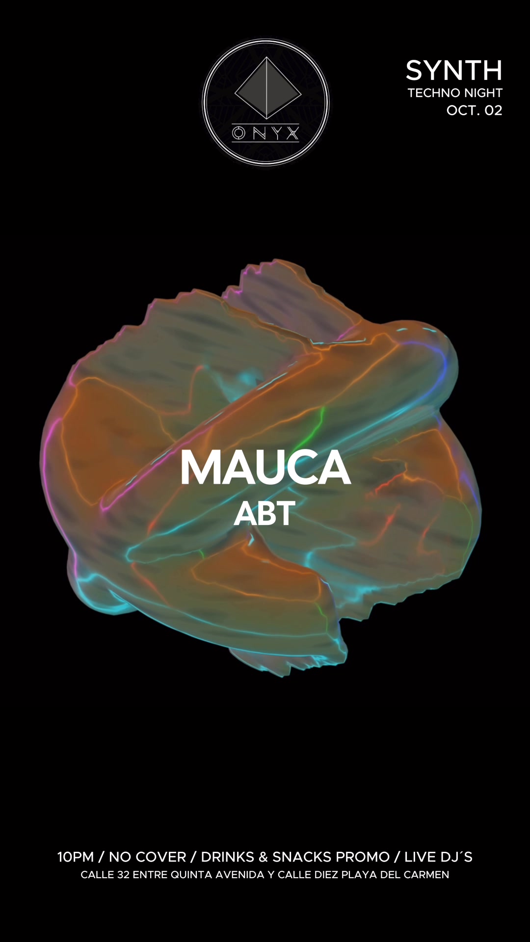 🎵 Mauca (Melodic House) @ Onyx Bar on Thursday, October 2, 2025 - Music Events Calendar 📍 Playa del Carmen