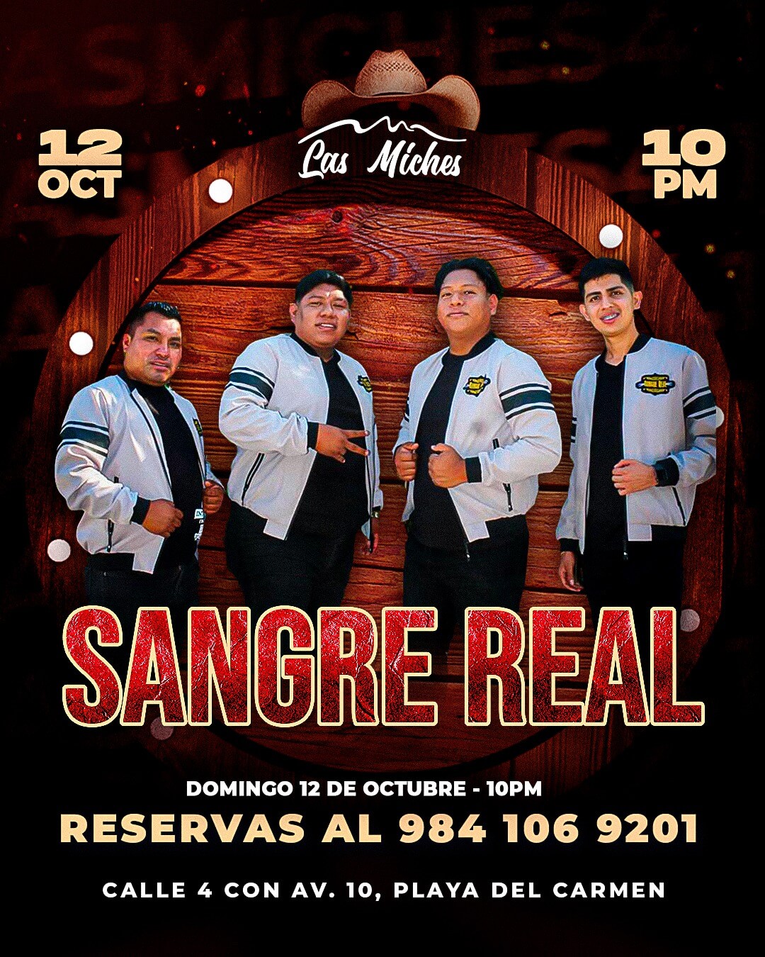 🎵 Banda Sangre Real (Regional Mexicana) @ Las Miches on Sunday, October 12, 2025 - Music Events Calendar 📍 Playa del Carmen
