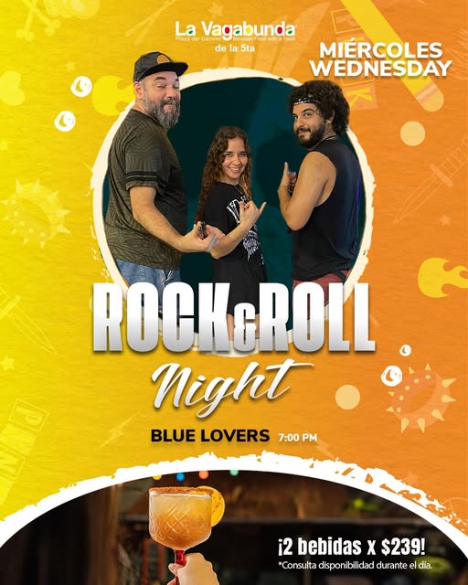 🎵 Blue Lovers (Rock) @ La Vagabunda (5 Ave) on Wednesday, October 8, 2025 - Music Events Calendar 📍 Playa del Carmen