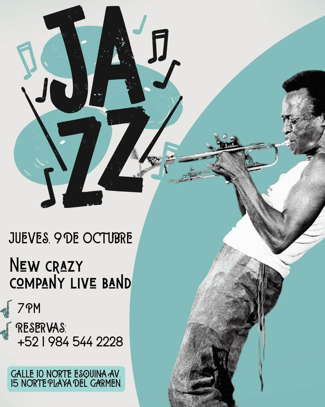 🎵 New Crazy Company (Jazz) @ Cache Hotel on Thursday, October 9, 2025 - Music Events Calendar 📍 Playa del Carmen