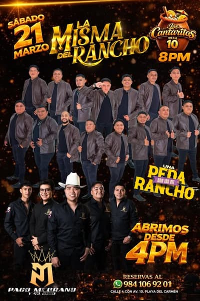 🎵 Paco Medrano y su 2020 (Regional Mexicana) @ Los Cantaritos De La 10 on Saturday, March 21, 2026 - Music Events Calendar 📍 Playa del Carmen