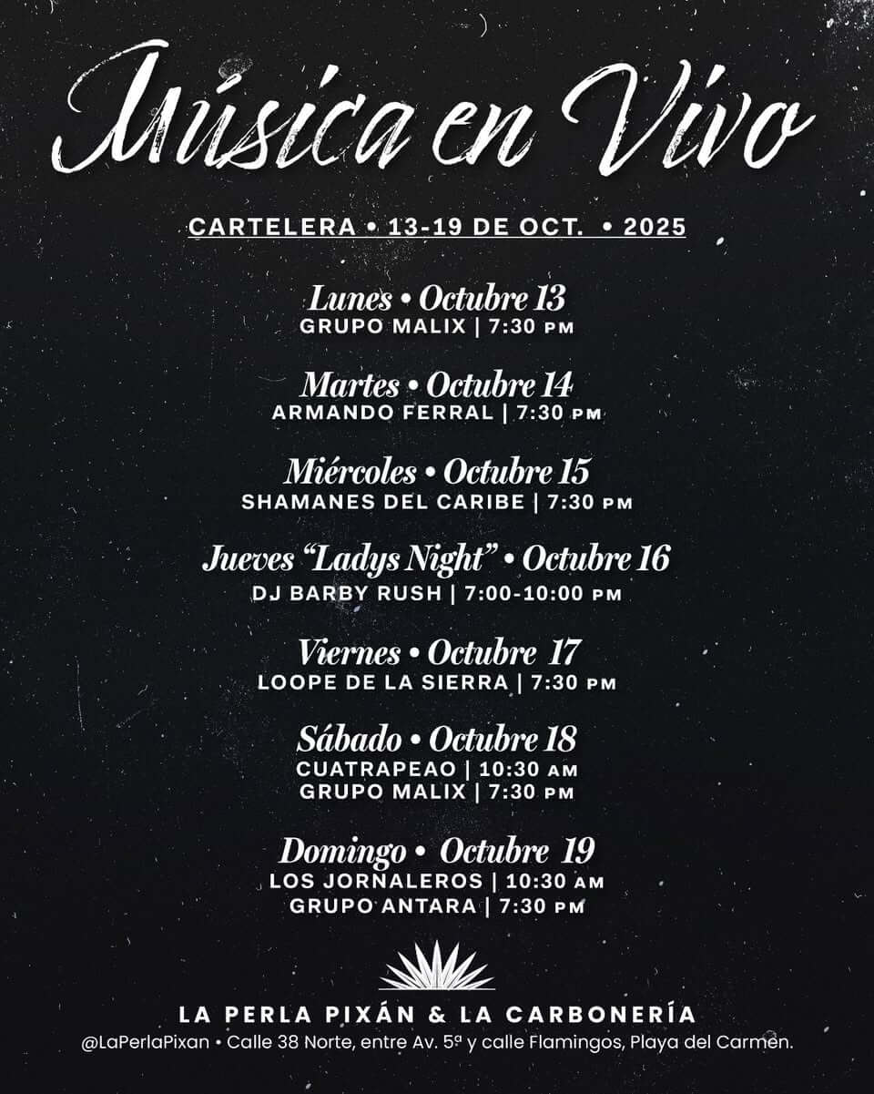 🎵 Armando Ferral (Latin) @ La Perla Pixan on Tuesday, October 14, 2025 - Music Events Calendar 📍 Playa del Carmen