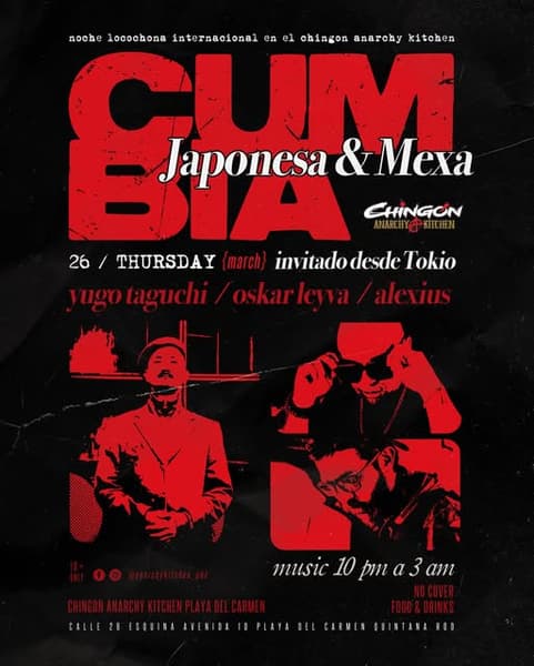 🎵 Yugo Taguchi (Reggae) @ Anarchy Kitchen on Thursday, March 26, 2026 @ 10PM - Music Events Calendar 📍 Playa del Carmen