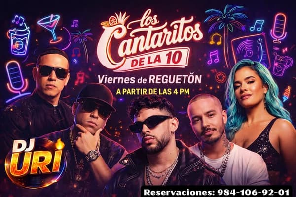 🎵 Uri (Reggaeton / Hip Hop) @ Los Cantaritos De La 10 le vendredi 3 avril 2026 @ 4PM - Calendrier des événements musicaux 📍 Playa del Carmen