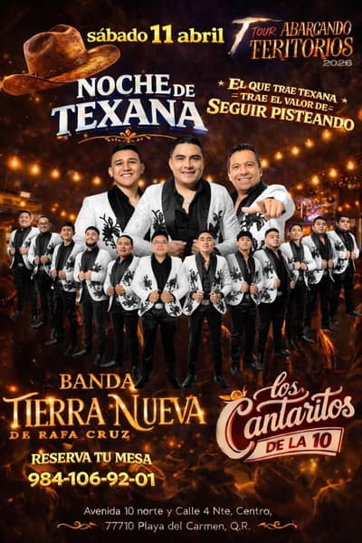 🎵 Banda Tierra Nueva De Rafa Cruz (Regional Mexicana) @ Los Cantaritos De La 10 on Saturday, April 11, 2026 - Music Events Calendar 📍 Playa del Carmen