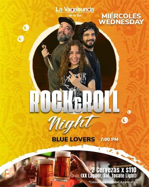 🎵 Blue Lovers (Rock) @ La Vagabunda (5 Ave) on Wednesday, October 22, 2025 - Music Events Calendar 📍 Playa del Carmen