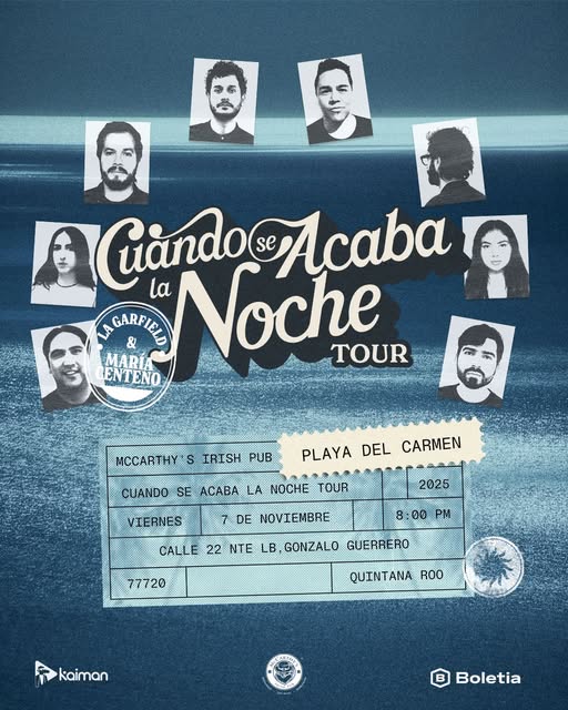 🎵 La Garfield (Indie Pop) @ McCarthy's Irish Pub on Friday, November 7, 2025 - Music Events Calendar 📍 Playa del Carmen