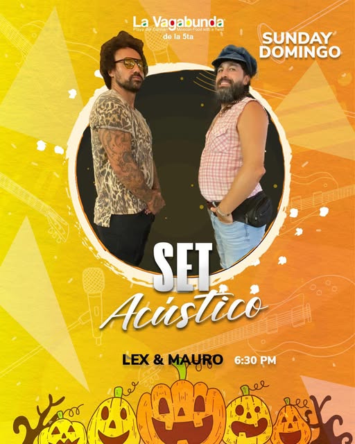 🎵 Lex & Mauro (Acoustic Pop) @ La Vagabunda (5 Ave) on Sunday, October 26, 2025 - Music Events Calendar 📍 Playa del Carmen