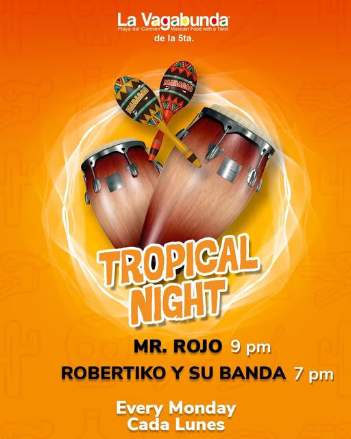 🎵 Robertiko (Latin) @ La Vagabunda (5 Ave) on Monday, November 3, 2025 - Music Events Calendar 📍 Playa del Carmen