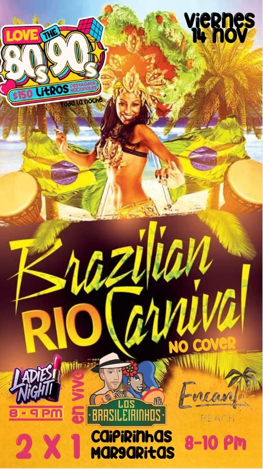 🎵 Brasileirinhos (Samba / Bossa Nova) @ Encanto on Friday, November 14, 2025 - Music Events Calendar 📍 Playa del Carmen