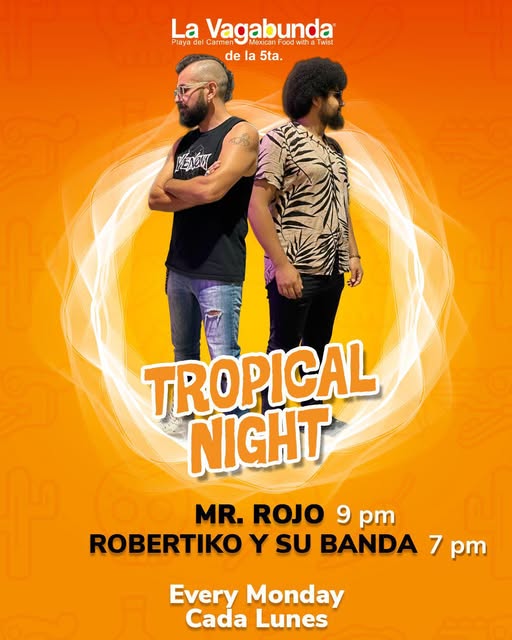 🎵 Mr Rojo (Latin Pop) @ La Vagabunda (5 Ave) on Monday, November 10, 2025 - Music Events Calendar 📍 Playa del Carmen