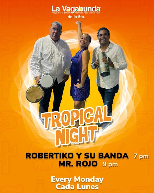 🎵 Mr Rojo (Latin Pop) @ La Vagabunda (5 Ave) on Monday, November 24, 2025 - Music Events Calendar 📍 Playa del Carmen