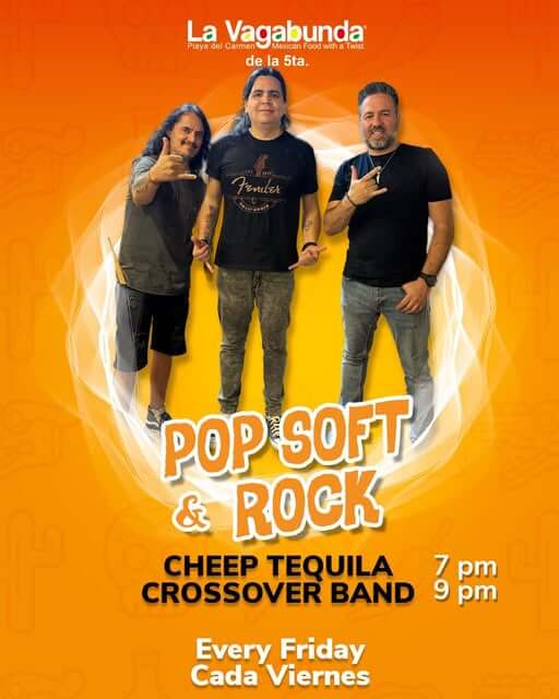 🎵 Crossover (Rock) @ La Vagabunda (5 Ave) on Friday, November 28, 2025 - Music Events Calendar 📍 Playa del Carmen