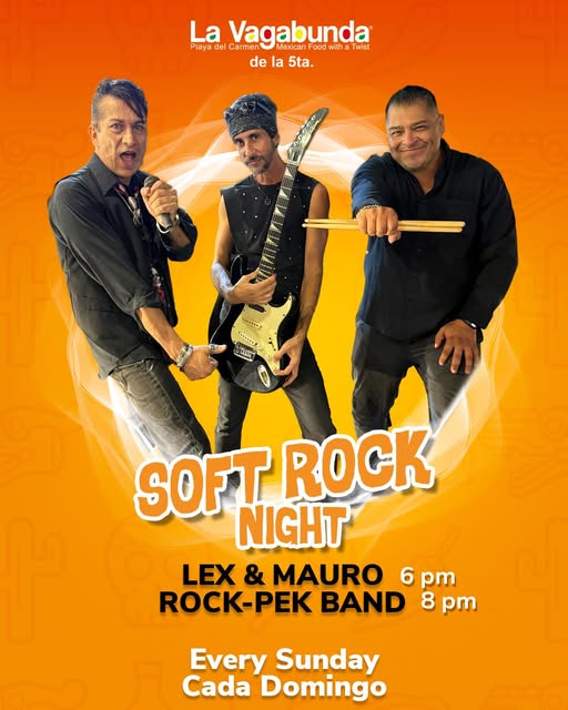 🎵 Rock-Pek (Soft Rock) @ La Vagabunda (5 Ave) on Sunday, November 30, 2025 - Music Events Calendar 📍 Playa del Carmen