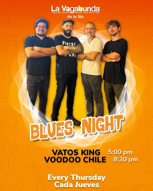 🎵 Voodoo Chile (Blues) @ La Vagabunda (5 Ave) on Thursday, December 4, 2025 - Music Events Calendar 📍 Playa del Carmen