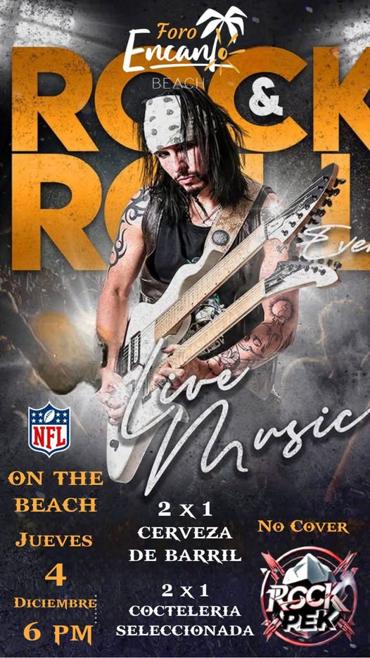 🎵 Rock-Pek (Soft Rock) @ Encanto on Thursday, December 4, 2025 - Music Events Calendar 📍 Playa del Carmen