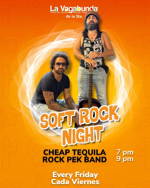 🎵 Cheap Tequila (Rock) @ La Vagabunda (5 Ave) on Friday, December 5, 2025 - Music Events Calendar 📍 Playa del Carmen