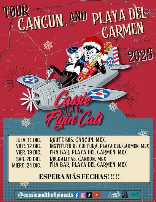 🎵 Cassie and The Flyin Cats (Rockabilly) @ Fah Bar on Wednesday, December 24, 2025 - Music Events Calendar 📍 Playa del Carmen