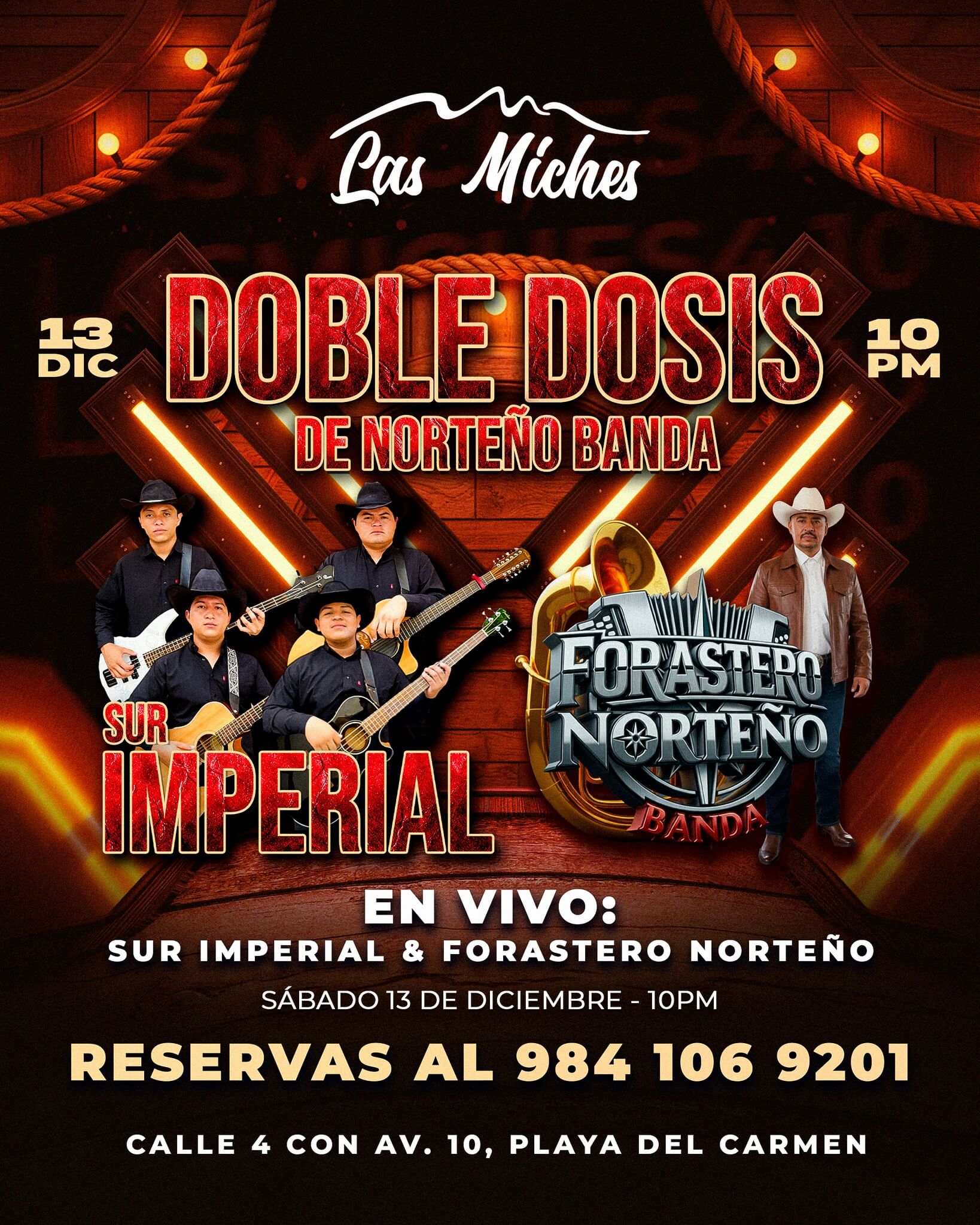 🎵 Banda Forastero Norteno (Regional Mexicana) @ Las Miches on Saturday, December 13, 2025 - Music Events Calendar 📍 Playa del Carmen