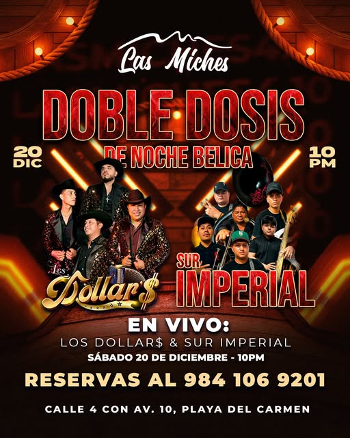 🎵 Sur Imperial (Regional Mexicana) @ Las Miches on Saturday, December 20, 2025 - Music Events Calendar 📍 Playa del Carmen